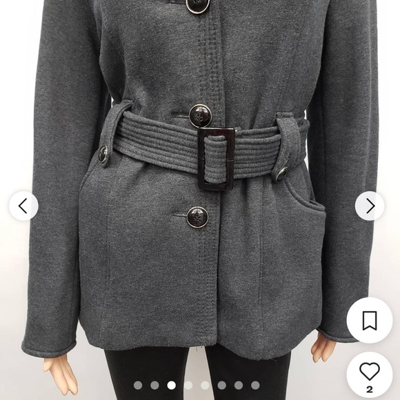 Kenneth Cole Reaction Charcoal Gray belted winter Pea Coat Jacket. Size small - Picture 4 of 12